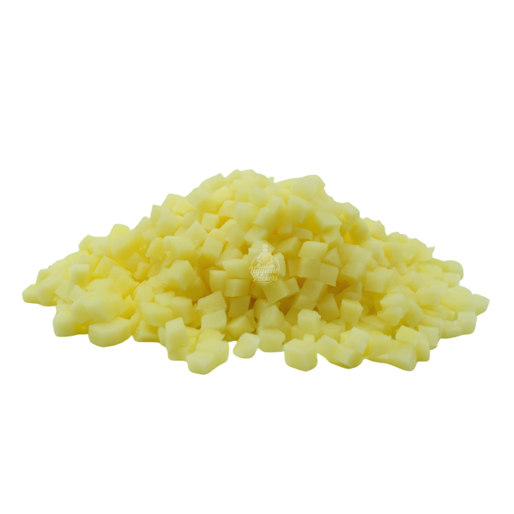 Diced potatoes on white background