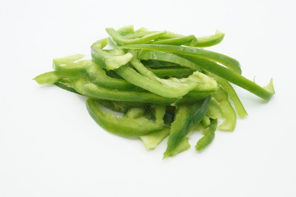 Sliced green bell peppers