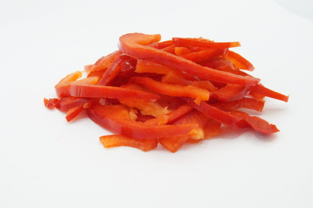 Sliced red bell peppers
