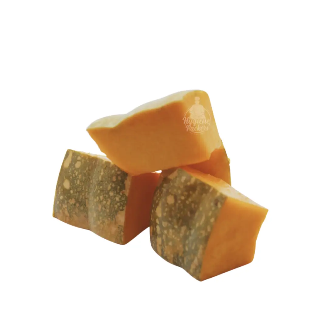 Pumpkin chunks on white background