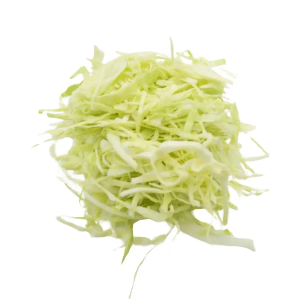 Shredded cabbage on white background