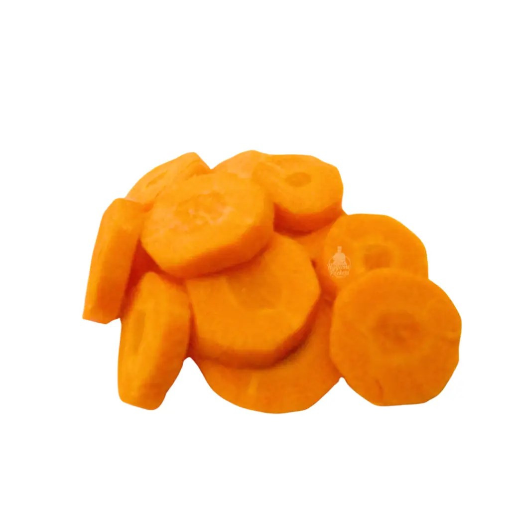 Sliced carrots on white background