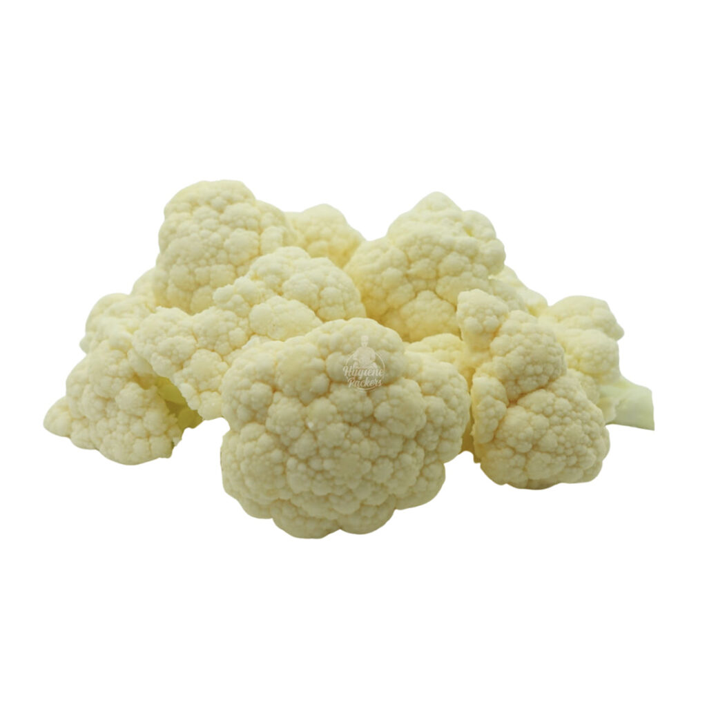 Fresh cauliflower florets on white background