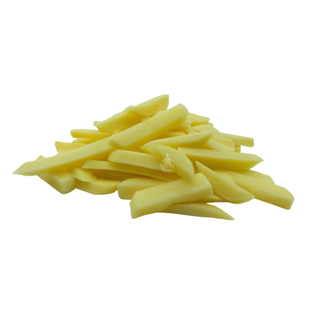 Freshly cut raw potato sticks