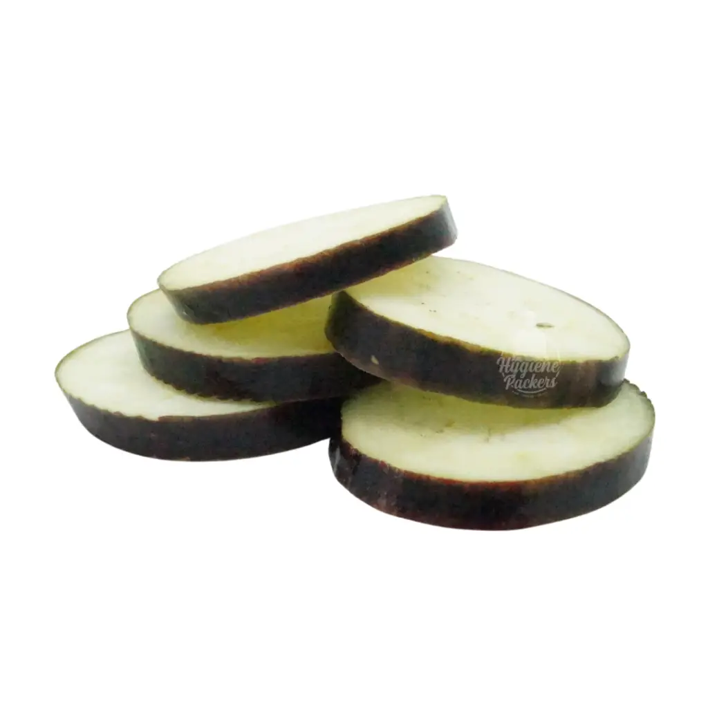 Sliced eggplant on white background