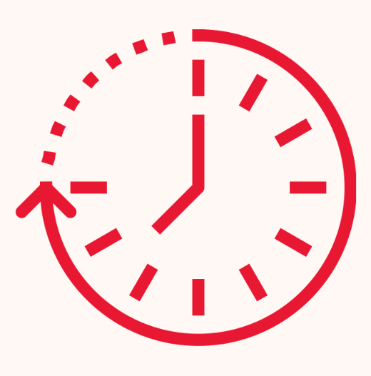 Red clock with arrow