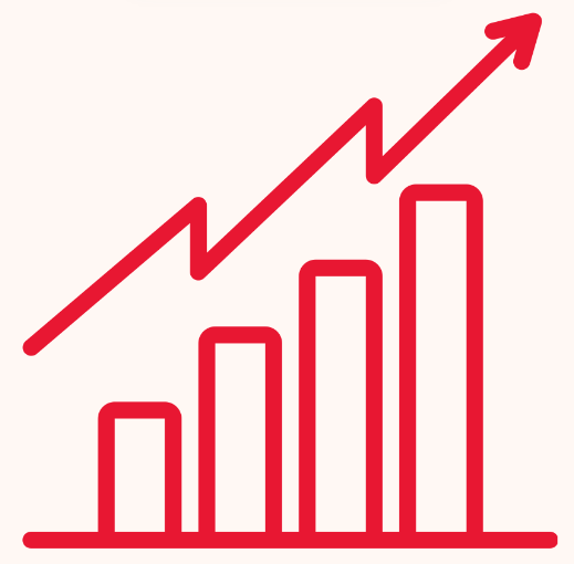 Red upward trending graph