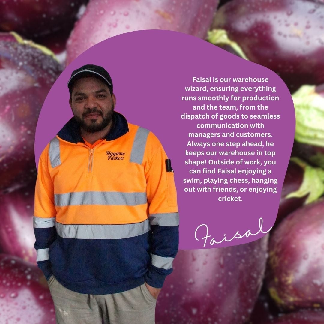 Warehouse worker with eggplants
