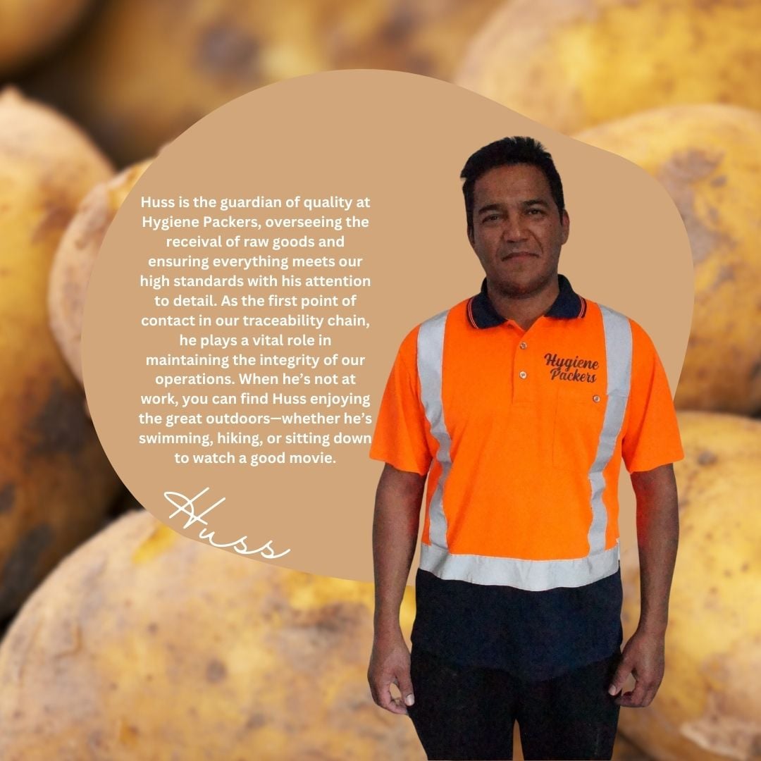 Worker in potato field