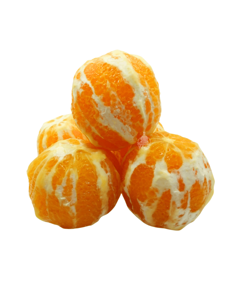Peeled tangerines stacked together