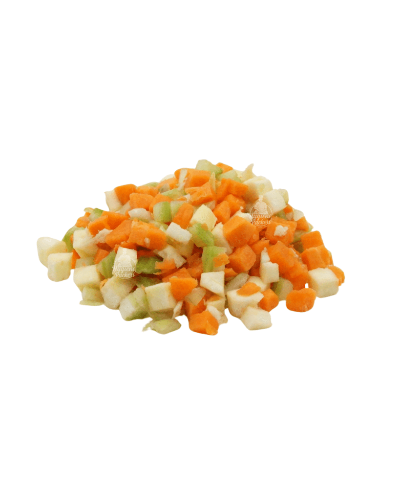 Diced carrots, celery, and apple